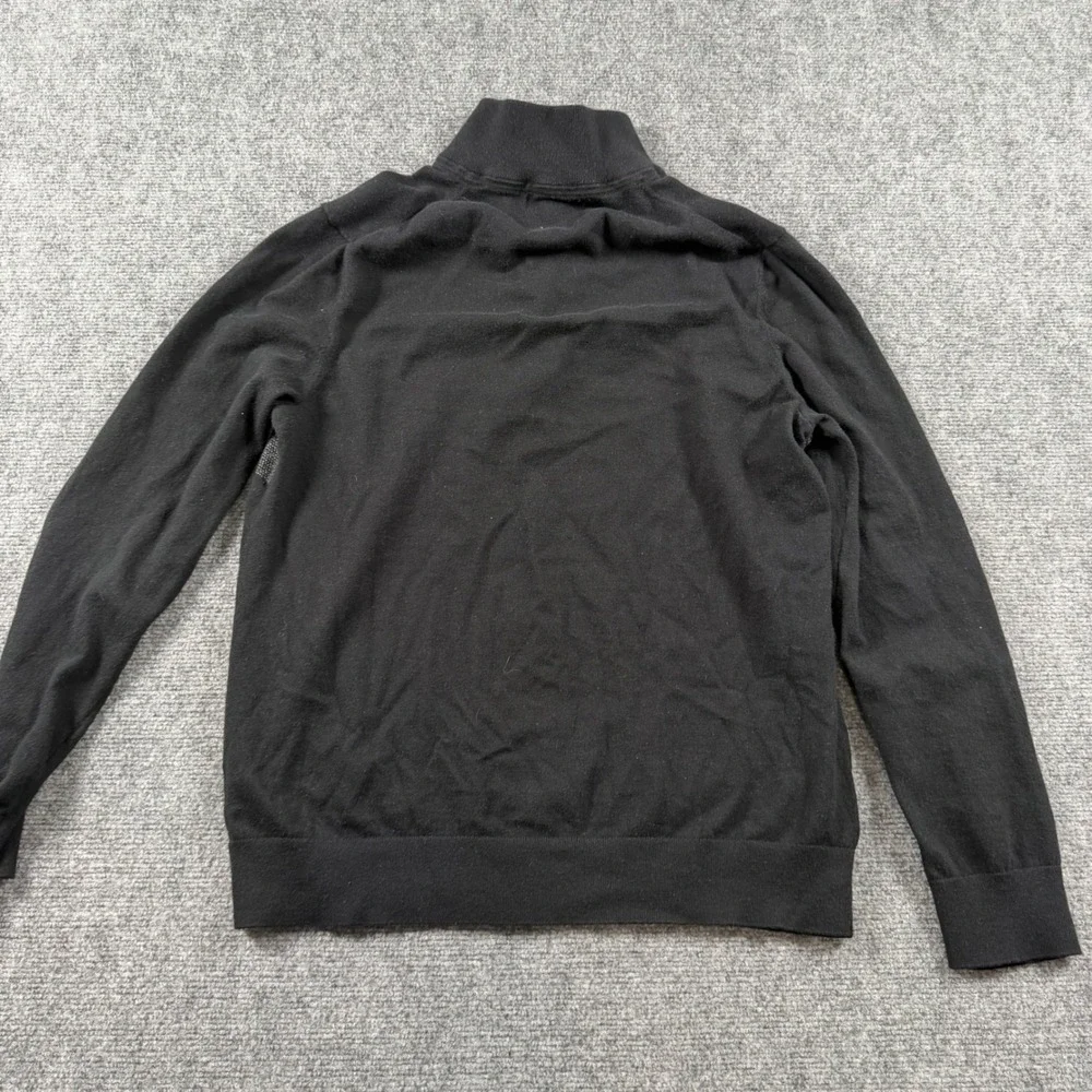 Banana Republic Quarter Zip Sweater Mens L Black Cashmere Pima Cotton Pullover